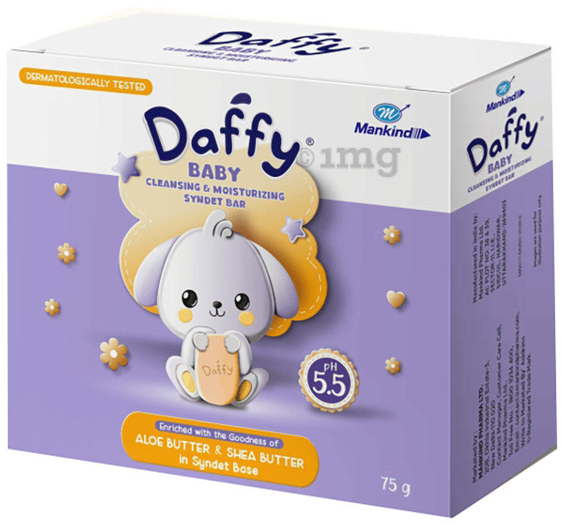 Daffy Baby Cleansing and Moisturising Syndet Bar with Aloe and Shea Butter | pH 5.5